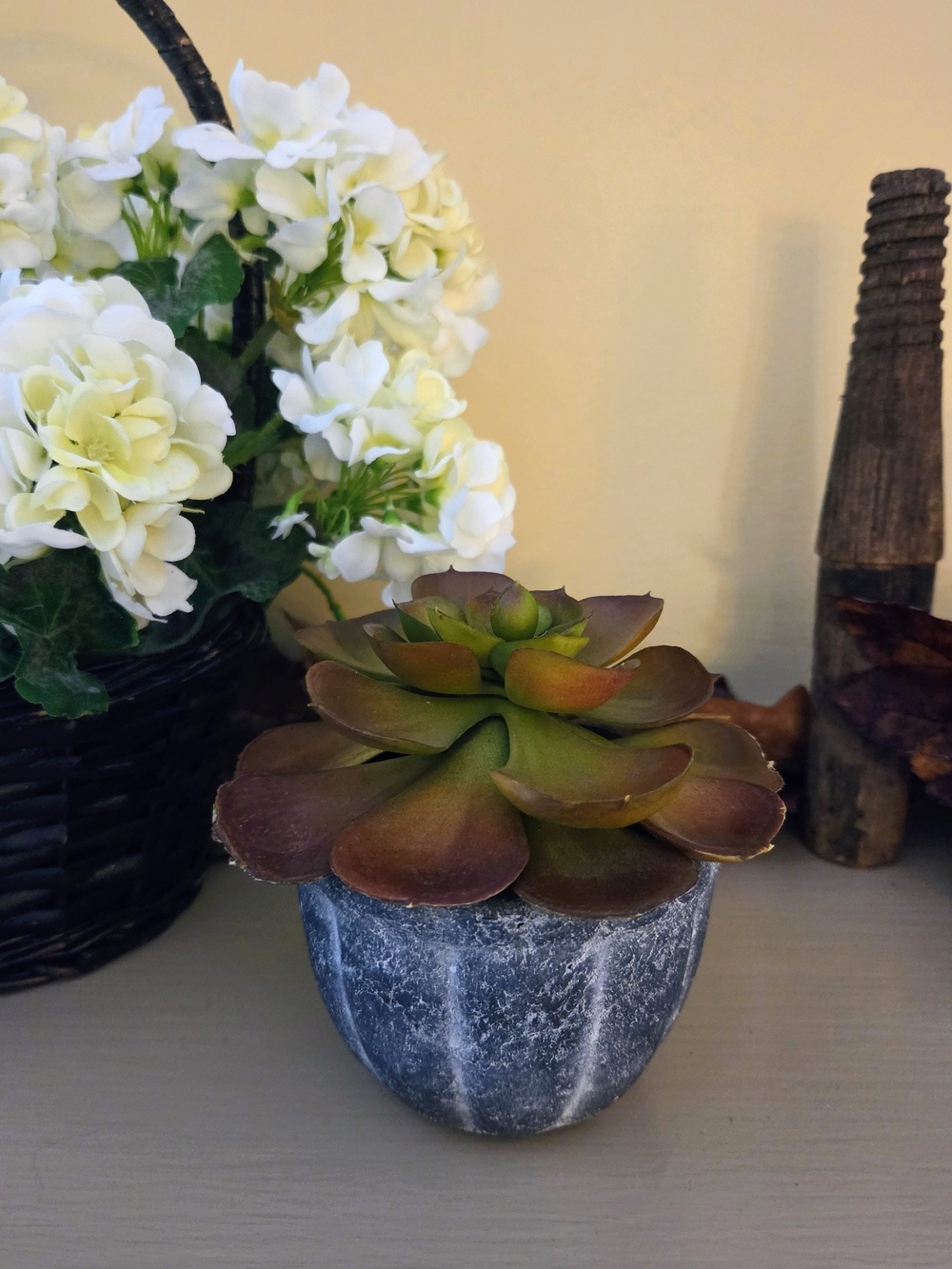 Crate&Barrel Faux Succulent in Distressed Gray Pot - Fall Plant Decor